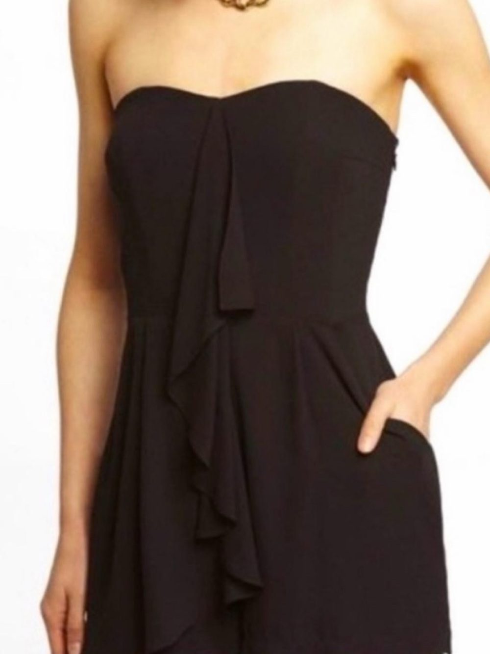 Express Strapless Black Ruffle Front Women’s Romper